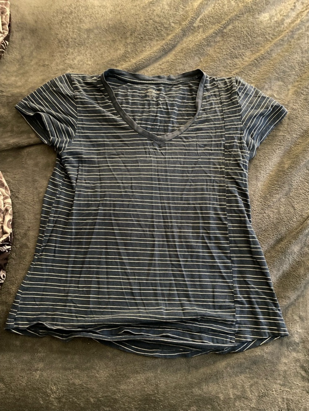 Toad & Co. Striped V-Neck Tee Size Large Soft Casual Top